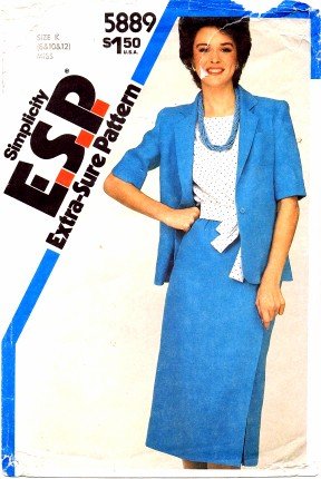 Simplicity 5889 Sewing Pattern Misses Skirt Top Sash Jacket Suit Size 8 - 12 - Bust 31 1/2 - 34
