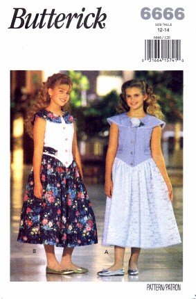 Butterick 6666 Sewing Pattern Girls Sleeveless Dress Size 12 - 14