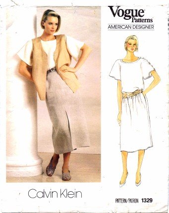 Vogue 1329 Sewing Pattern Calvin Klein Top Vest Skirt Size 8 - Bust 31 1/2