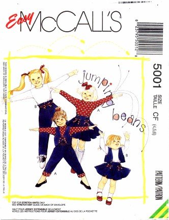 McCall's 5001 Sewing Pattern Girls Vest Tops Skirt Pants Size 4 - 6
