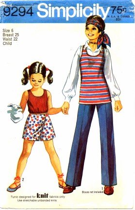 Simplicity 9294 Sewing Pattern Girls Tunic Top Scooter Skirt Pants Size 6