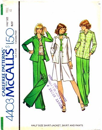 McCall's 4403 Sewing Pattern Misses Shirt-Jacket Skirt Pants Size 18 1/2 - 41