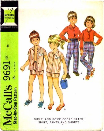 McCall's 9691 Sewing Pattern Girls & Boys Shirt Pants Shorts Size 6X