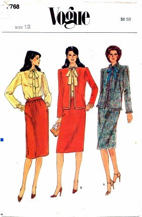 Vogue 7768 Sewing Pattern Misses Jacket Skirt Blouse Suit Size 12 - Bust 34