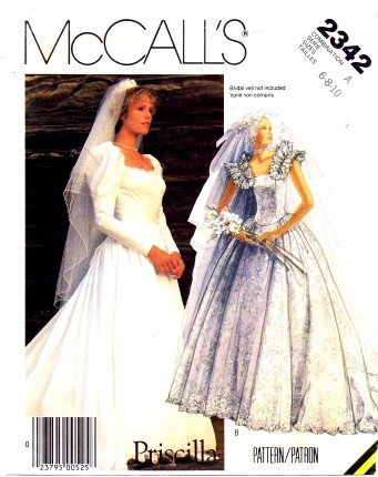 McCall's 2342 Sewing Pattern Misses Priscilla Bridal Brides Wedding Gown Dress Bust 30 1/2 - 32 1/2