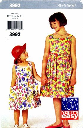 See & Sew 3992 Sewing Pattern Girls Pullover Dress Size 7 - 14