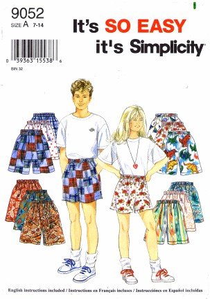 Simplicity 9052 Sewing Pattern Boys & Girls Shorts Size 7 - 14
