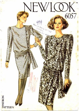 1980's New Look 6057 Sewing Pattern Misses Blouson Dress Size 8 - 18 - Bust 31 1/2 - 40