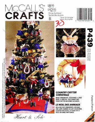 1990's McCall's 439 Crafts Sewing Pattern Country Critter Christmas Holiday