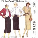 1970's McCall's 6715 Sewing Pattern Evelyn De Jonge Jacket Blouse Skirt Suit Size 12 - Bust 34