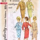 Vintage 1960's Simplicity 4554 Sewing Pattern Misses Cardigan Jacket Skirt Suit Size 12 - Bust 32