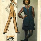 Vintage 1970's Simplicity 5075 Sewing Pattern Misses Tunic Mini-Skirt Pants Size 16 - Bust 38