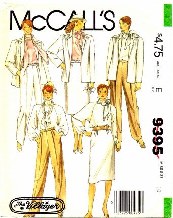 McCall's 9395 Sewing Pattern Misses Jacket Blouse Scarf Skirt Pants Size 10 - Bust 32 1/2