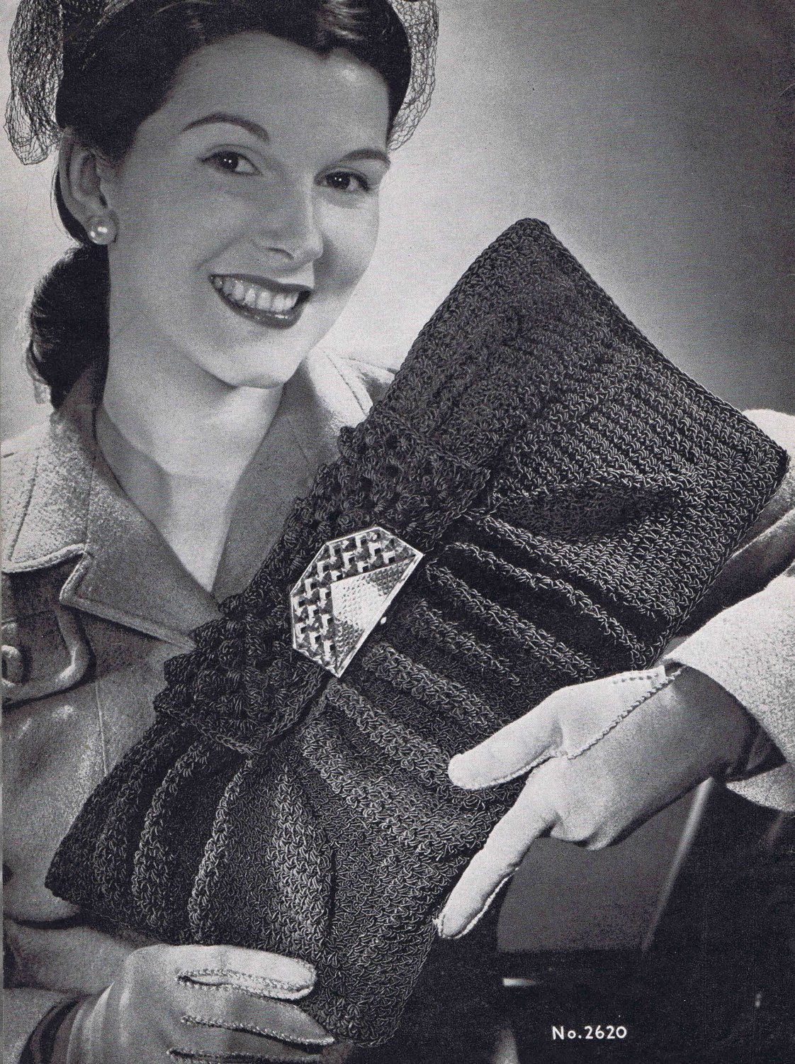 Vintage 1940's Envelope Bag Purse Crochet Pattern PDF