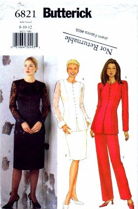 Butterick 6821 Sewing Pattern Misses Jacket Skirt Pants Suit Size 8 - 10 - 12