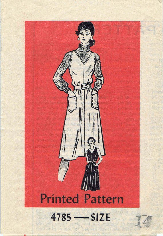 1970's Mail Order 4785 Vintage Sewing Pattern Womens Jumper or Sundress Size 14 Bust 36
