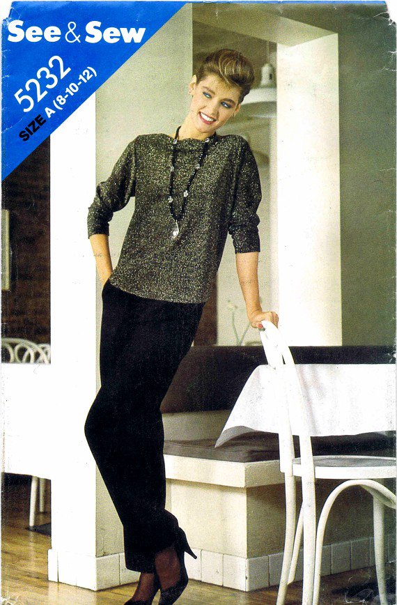 1980's See & Sew 5232 Sewing Pattern Top & Pants Size 8 - 10 - 12