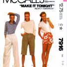 1980's McCall's 7916 Vintage Sewing Pattern Womens Pants or Shorts Size 9 - 10