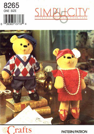 1990's Simplicity 8265 Crafts Sewing Pattern Decorative Bear & Clothes