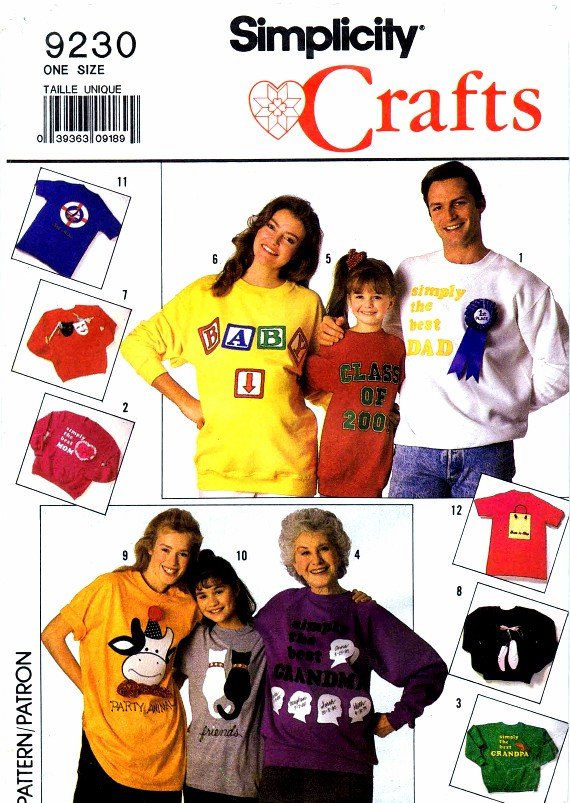 1980's Simplicity 9230 T-Shirt Applique Transfer Pattern
