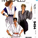 1980s McCall's 9494 Mariette Hartley Womens Blouse Vintage Sewing Pattern Size 10