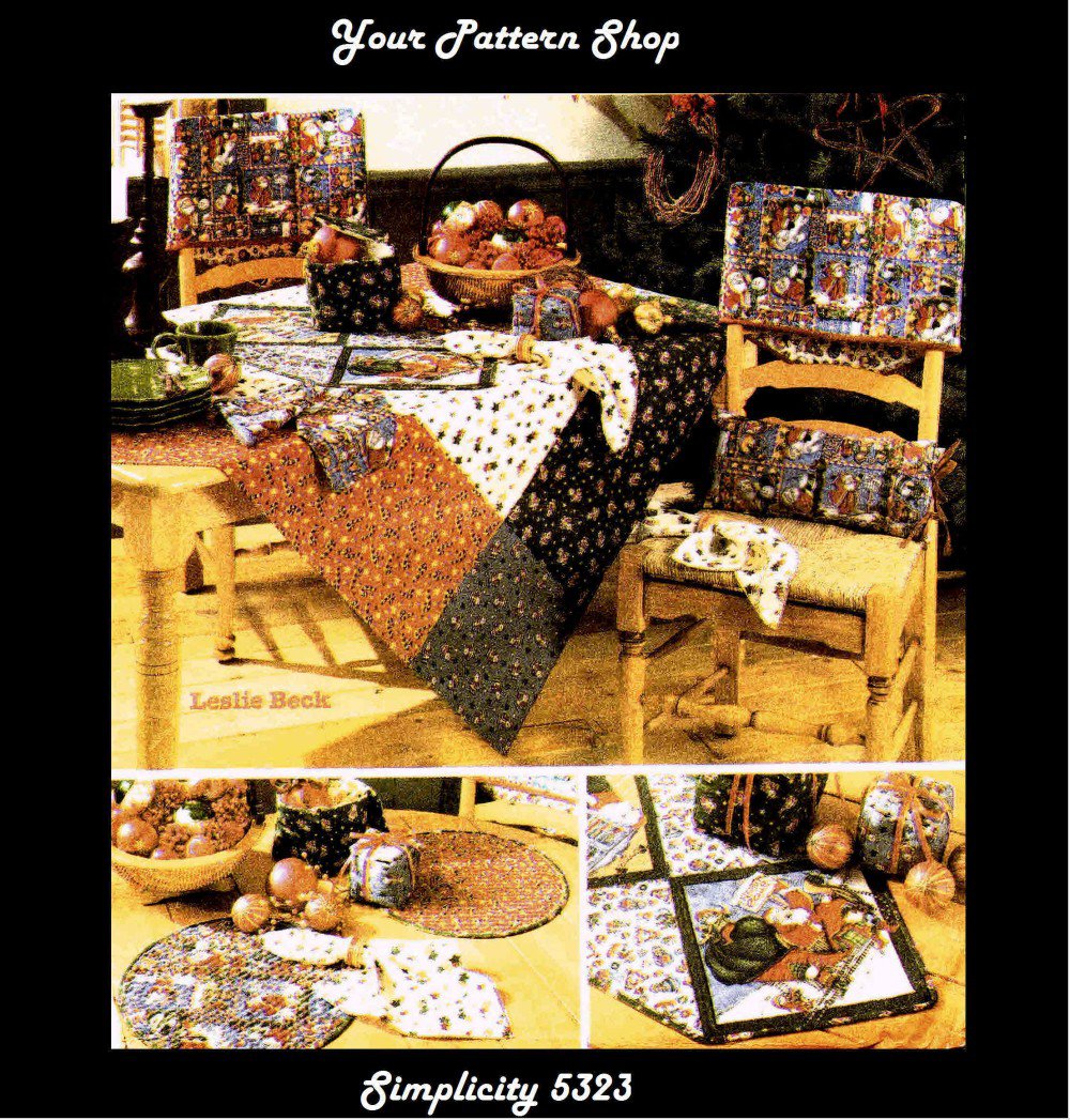 Simplicity 5323 Christmas Table Top Accessories Sewing Pattern