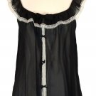 Flora Nikrooz Babydoll Chemise Panty Set Lingerie Black Ivory Lace Sz M NEW $52