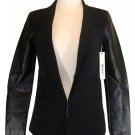 DKNY Donna Karan Womens Jacket Blazer Vegan Leather Black Sz 0 NEW NWT $169