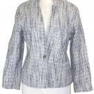 Lucky Brand Womens Jacket MARINA Tweed Blazer Print Lining Blue Sz M NEW $149