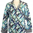 Calvin Klein Jeans Mens Shirt Button Front Ikat Print Cotton Blue Grey Sz XL NEW