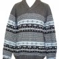 Nautica Mens Sweater Shawl Collar Fairisle Knit Wool Grey Blue XXL 2XL NEW $118