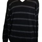 Nautica Mens Sweater V-Neck Striped Knit True Black Sz XXL 2XL NEW $69.50