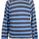 Lucky Brand Mens Sweatshirt Crewneck Striped Sporty Fleece Blue Navy Sz Medium