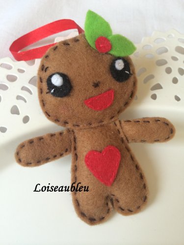 christmas tree felt gingerman cookie drop ornament