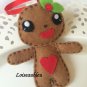 christmas tree felt gingerman cookie drop ornament
