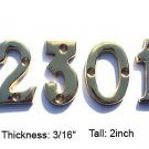 2" House Address Number Letter Sign Metal Modern Door Bright Brass
