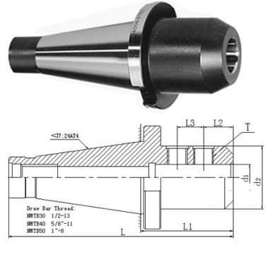 BOLTON TOOL END MILL HOLDER NMTB 30-EM 3/4-1.75 TOOL MILLING ADAPTER
