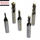 *NEW BOLTON TOOLS 5 PCS END MILL SET, TIN COATED WITH HSS-COBALT M42 MATERIAL