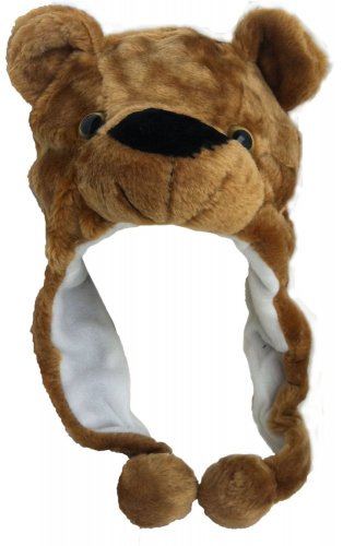 Plush Short Brown Bear Faux Fur Animal Critter Hat Cap