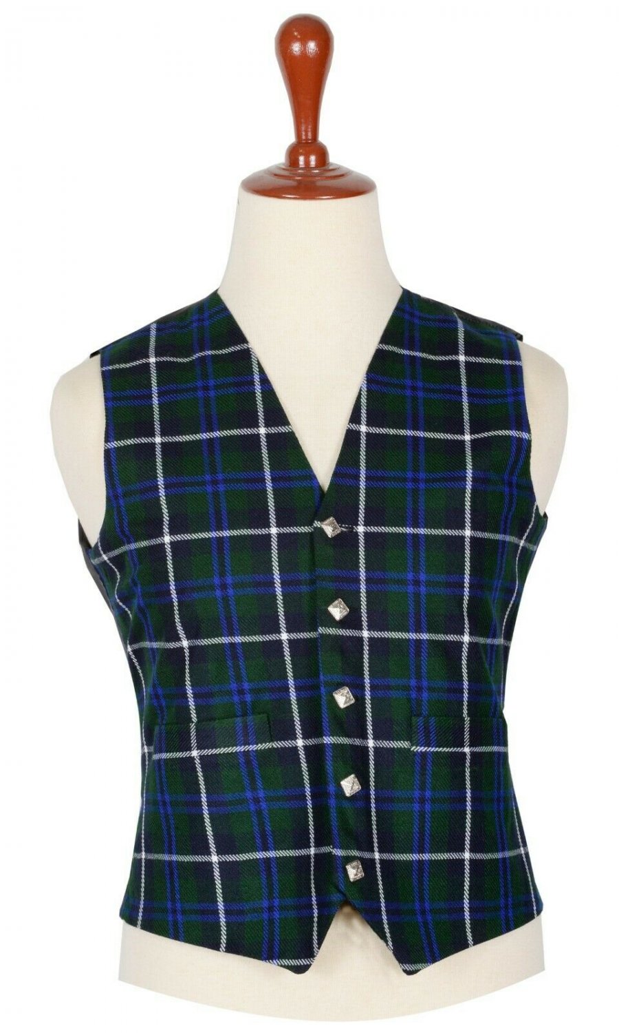 Blue Douglas Tartan-Men's Traditional Style 5 Button Scottish Plaid Vest