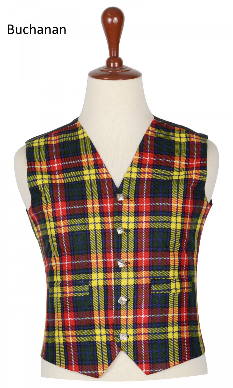 38 Size Men's Traditional Style 5 Button Scottish Plaid Vest - Buchnan Tartan