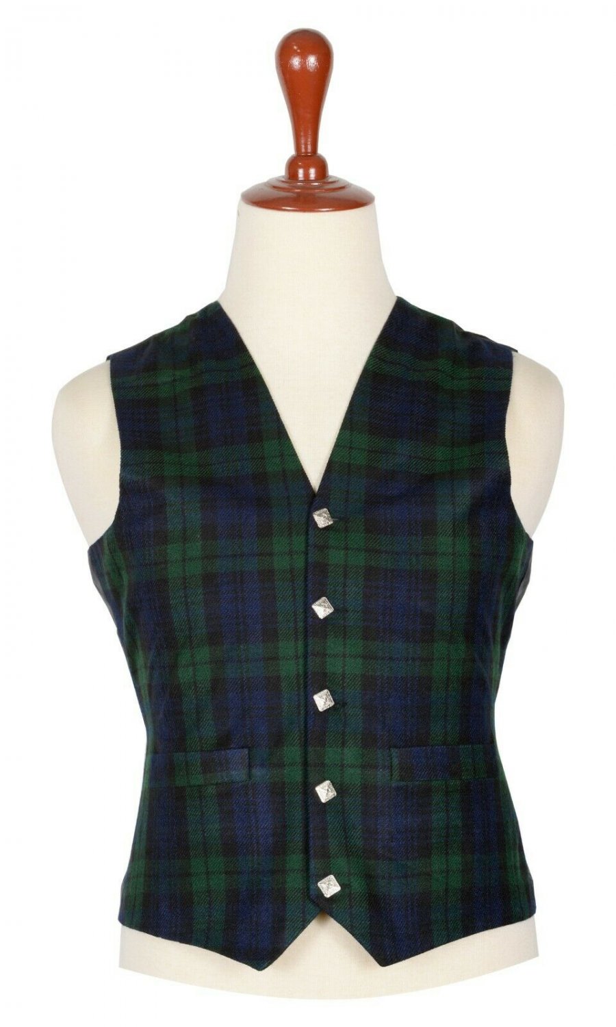 32 Inches Chest New Handmade Traditional Scottish 5 Buttons Tartan Waistcoat Black Watch