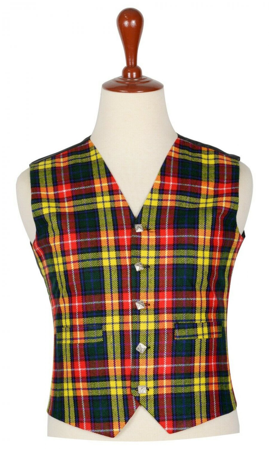 30 Inches Chest New Handmade Traditional Scottish 5 Buttons Tartan Waistcoat Buchanan