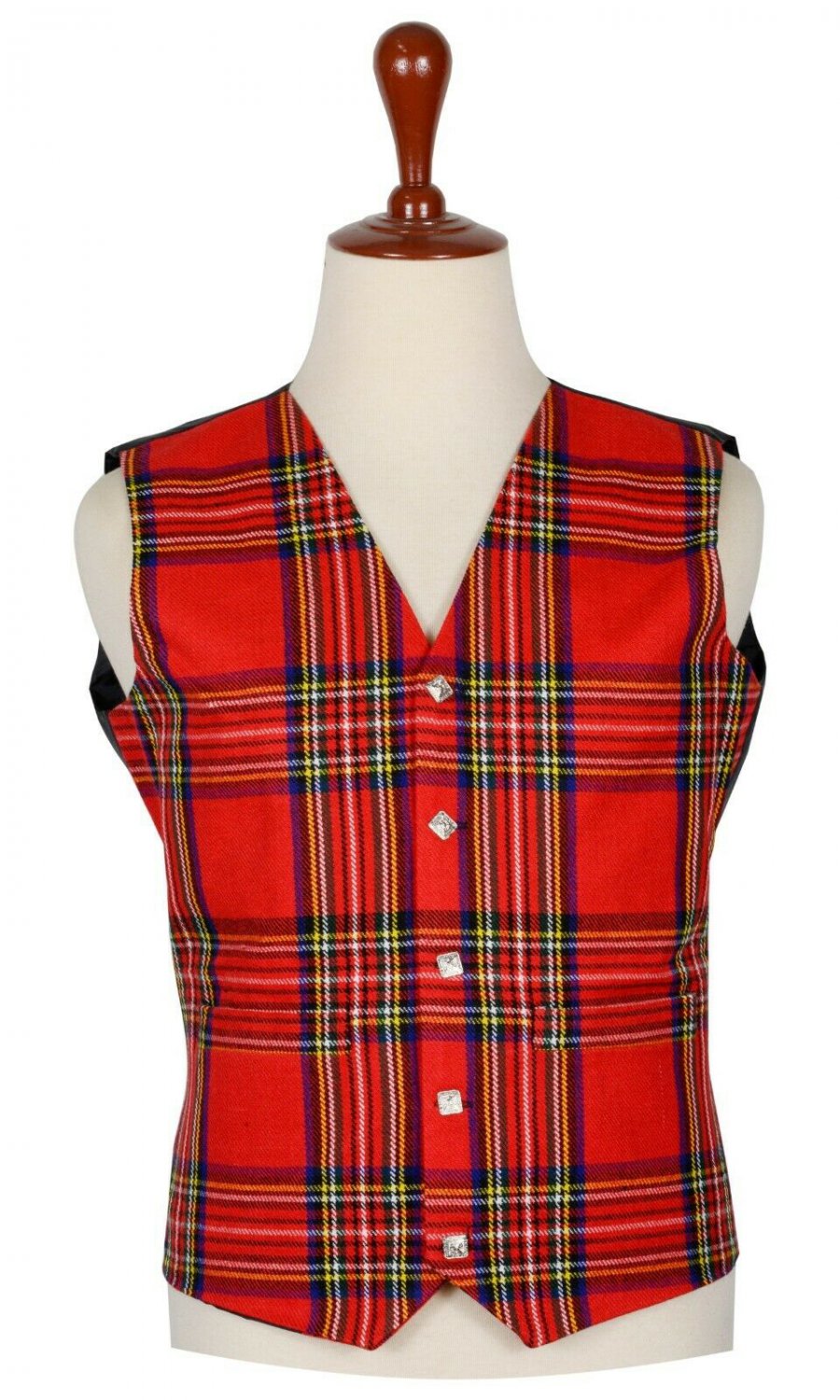 50 Inches Chest New Handmade Traditional Scottish 5 Buttons Tartan Waistcoat Royal Stewart