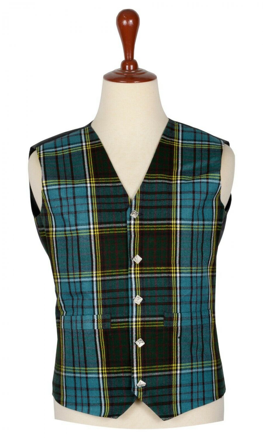 44 Inches Chest New Handmade Traditional Scottish 5 Buttons Tartan Waistcoat Anderson