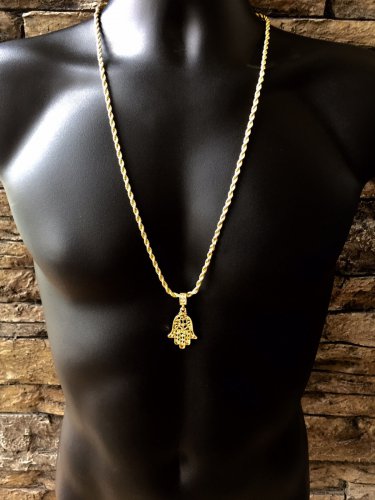 men's gold hamsa pendant