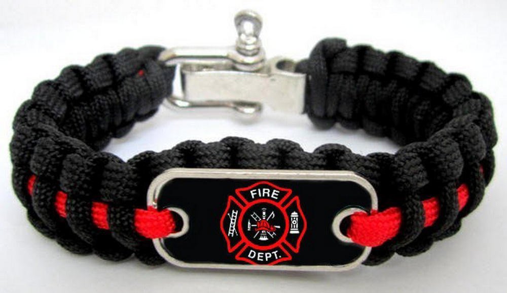 Thin Red Line Firefighter Fireman Fire Dept Paracord Survival Bracelet