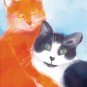Cat Greeting Cards - Two Cats Hugging - 8 5" x 7" Watercolor greeting cards with 8 envelopes