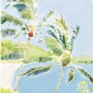 Hawaiian Watercolor - 8 Greeting Cards - Two Palm Trees - Big Island