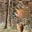 Vintage Postcard - 1908 Christmas Greetings - Winter Sunset